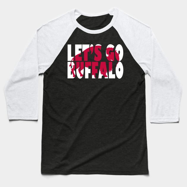 Let's Go Buffalo! Red Buffalo Baseball T-Shirt by JossSperdutoArt